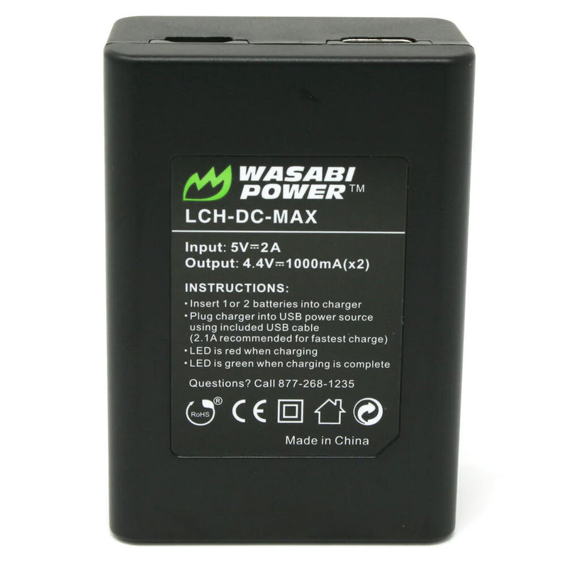 Wasabi Power Dual-Bay Battery Charger with USB Cable for GoPro MAX Batteries