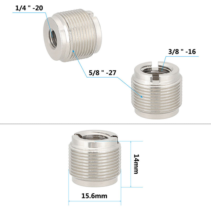 CAMVATE 5/8"-27 Male to 1/4"-20 & 3/8"-16 Female Microphone Mount Adapter (2-Pack)