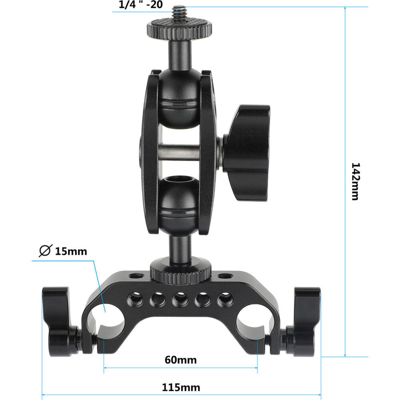 CAMVATE 15mm LWS Rod Bracket Kit with 1/4"-20 Dual Ball Head Articulating Arm