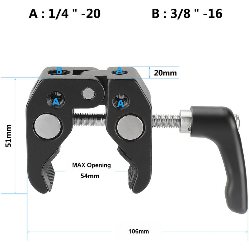 CAMVATE Universal Super Crab Gripper Clamp with Screw Knob & 1/4"-20 Threads