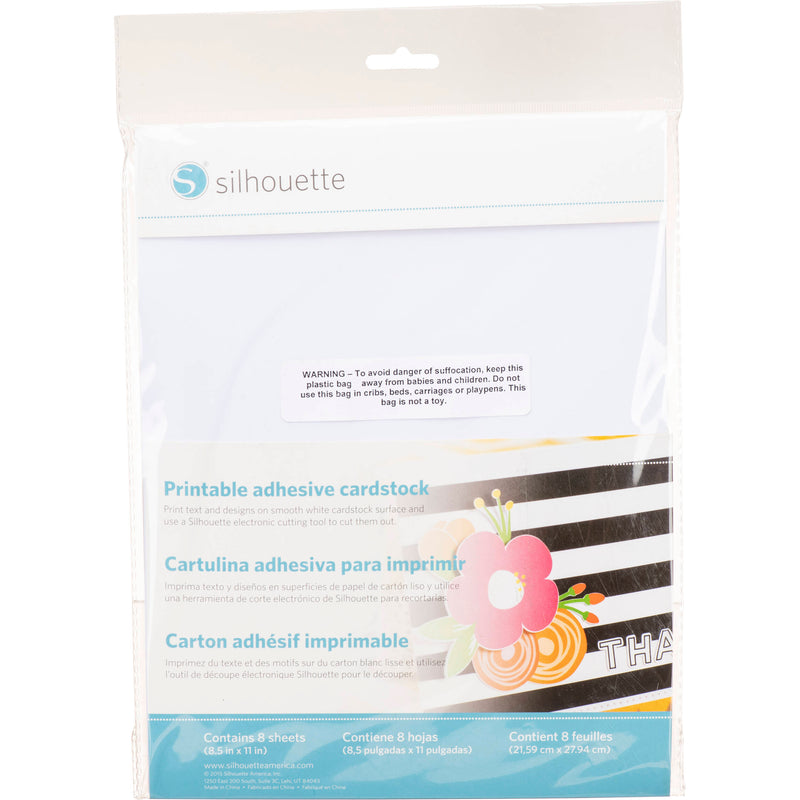 Silhouette Printable Adhesive Cardstock (8.5 x 11", 8 Sheets)