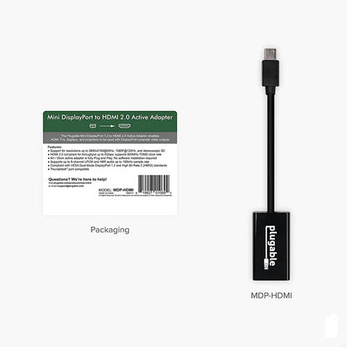 Plugable Mini DisplayPort to HDMI 2.0 Active Adapter