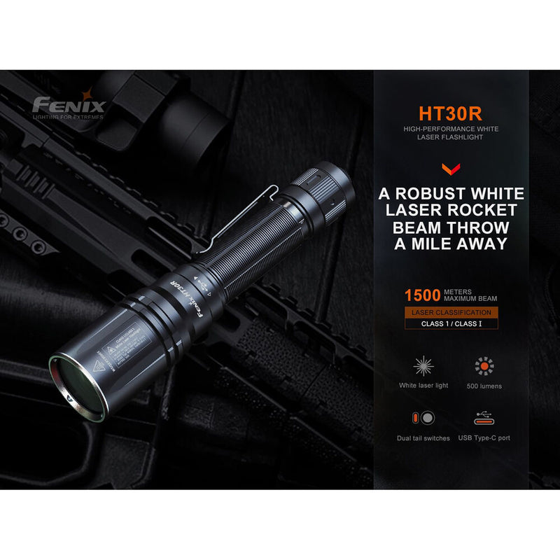 Fenix Flashlight HT30R Rechargeable White Laser Flashlight (Black)