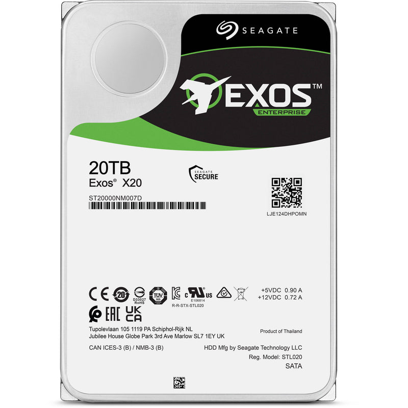 Seagate 20TB Exos X20 7200 rpm SAS III 12 Gb/s 3.5" Internal HDD