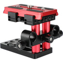 CAMVATE Quick Release Manfrotto-Type Plate with Clamp Base & 15mm Rod Clamp (Red)