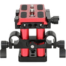 CAMVATE Quick Release Manfrotto-Type Plate with Clamp Base & 15mm Rod Clamp (Red)