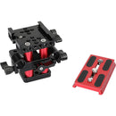 CAMVATE Quick Release Manfrotto-Type Plate with Clamp Base & 15mm Rod Clamp (Red)