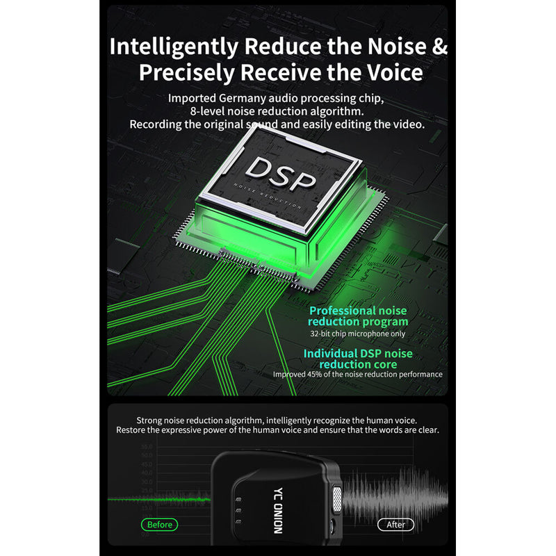 YC Onion C1 Wireless Microphone with 2 Transmitters (iOS)