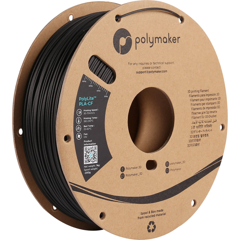 Polymaker 1.75mm PolyLite PLA-CF Filament (1 kg, Black)