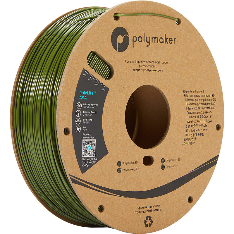 Polymaker 1.75mm PolyLite ASA Filament (Army Green, 2.2 lb)