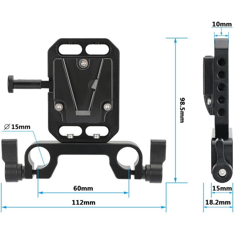 CAMVATE V-Lock Female Quick Release Plate with 15mm LWS Rod Bracket