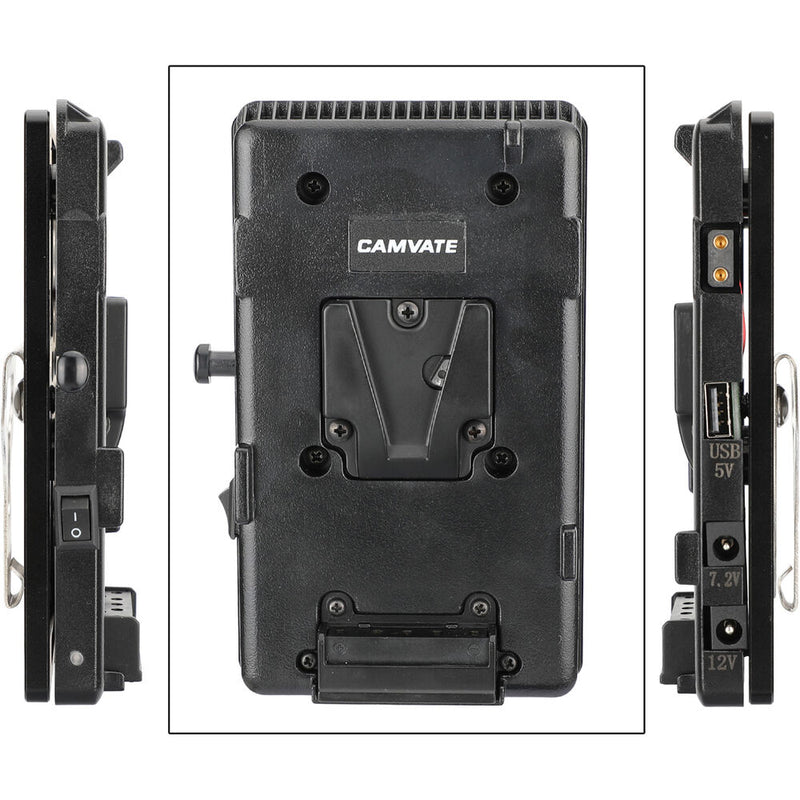 CAMVATE V-Lock Battery Plate Splitter with Belt Clip & LP-E6 Dummy Battery