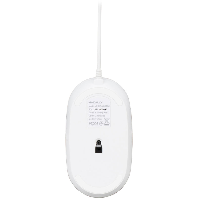 Macally USB Type-C Optical Silent Click Mouse (White with Silver Trim)