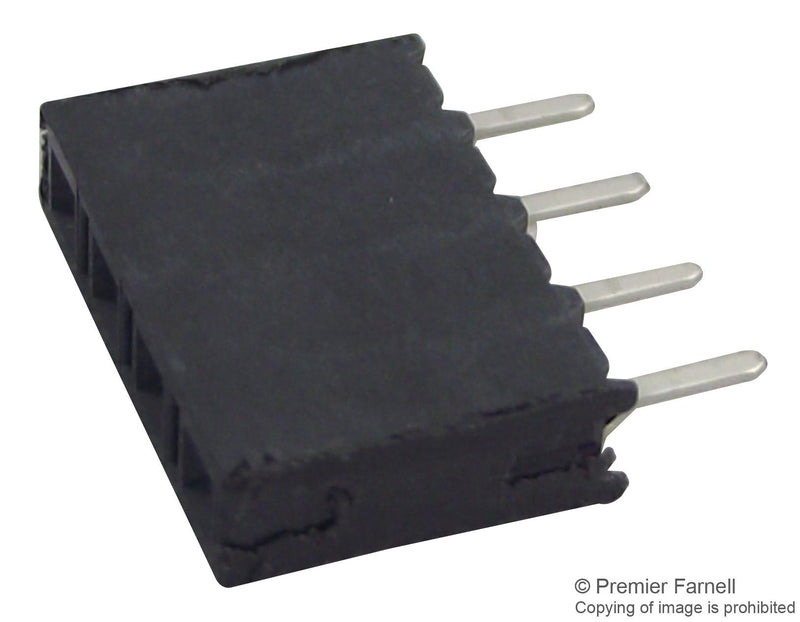 SAMTEC BCS-104-L-S-TE Board-To-Board Connector, Vertical, 2.54 mm, 4 Contacts, Receptacle, BCS Series, Through Hole