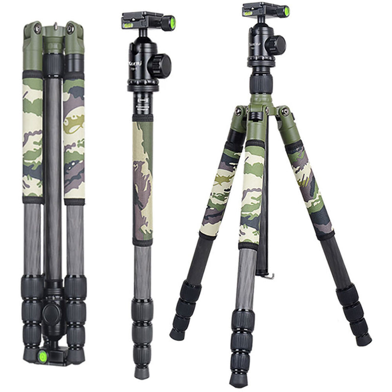 XILETU T284C+FB-1 Camouflage Carbon Fiber Tripod with Arca-Type Ball Head