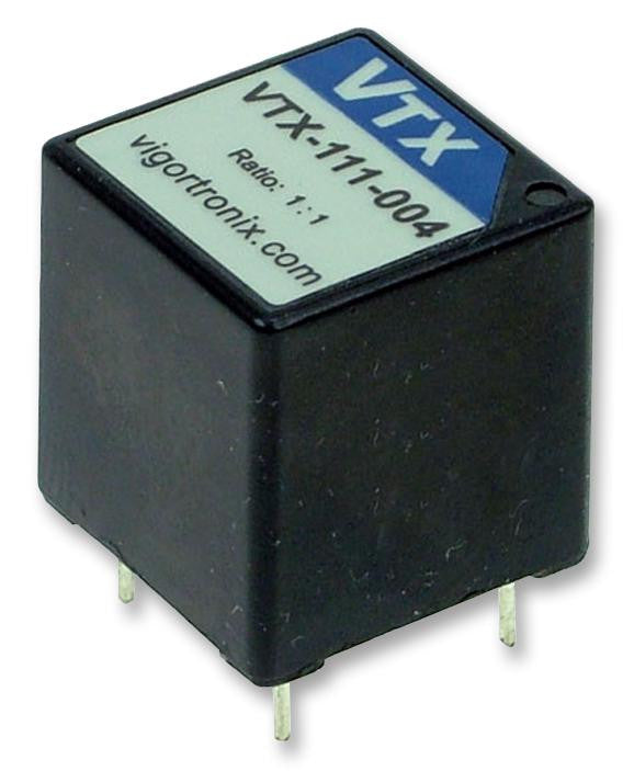 VIGORTRONIX VTX-111-004 Pulse Transformer, Encapsulated, 1:1, 2.8 kV, 3 mH, 1.1 ohm, 200 V&micro;s