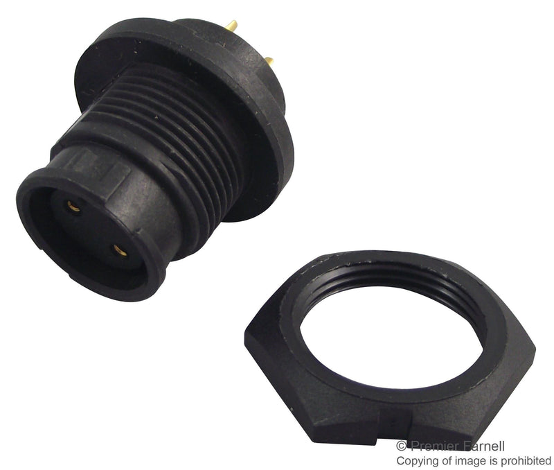 SWITCHCRAFT/CONXALL EN3P2F-F Circular Connector, EN3 Series, Panel Mount Receptacle, 2 Contacts, Solder Socket, Bayonet