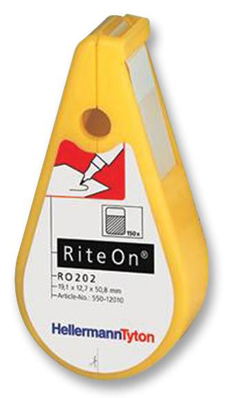 HELLERMANNTYTON RO202-1401-WH Wire Marker, Rite-On&reg; Dispenser, Write On, 19.1mm x 50.8mm, Acrylic, White