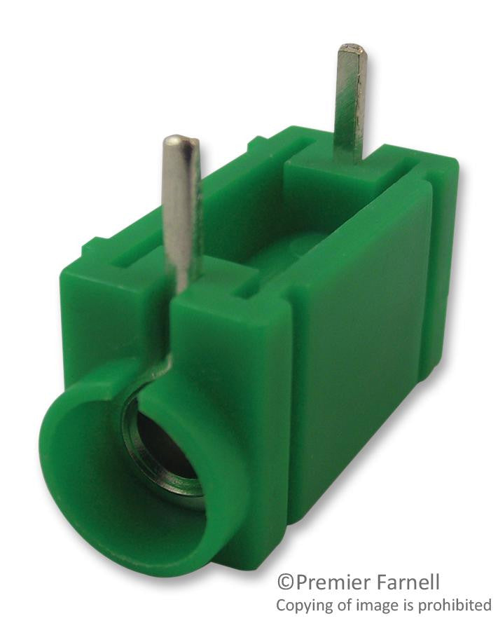 MULTICOMP 24.243.4 Banana Test Connector, 4mm, Receptacle, PCB Mount, 20 A, Silver Plated Contacts, Green