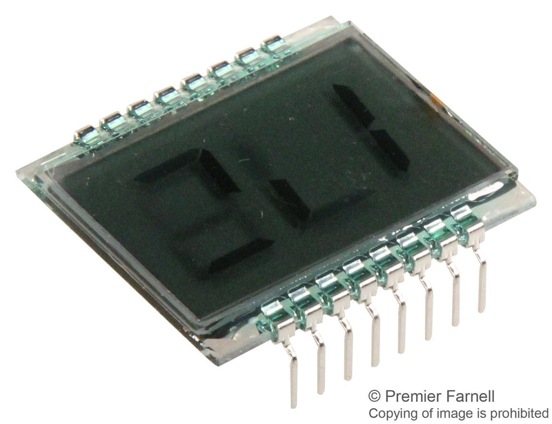 LCD-S2X1C50TR Lumex, 7-Segment-LCD-Anzeige, 2.5, 2-1/2 x 1