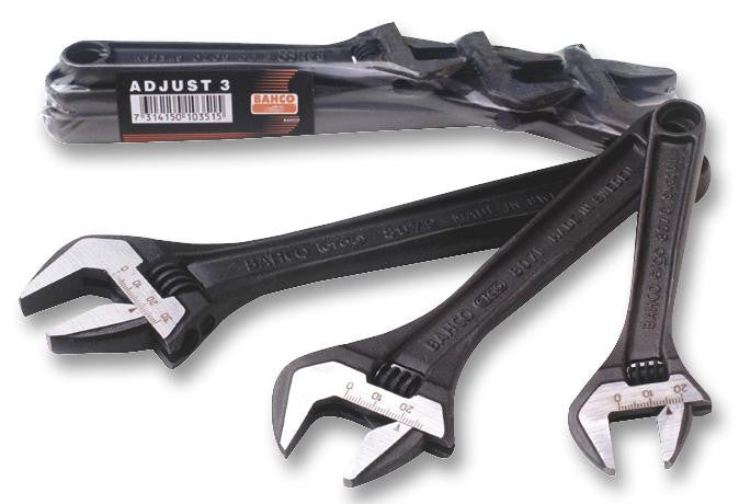 BAHCO ADJUST 3 Adjustable Wrench Set, 3 Piece