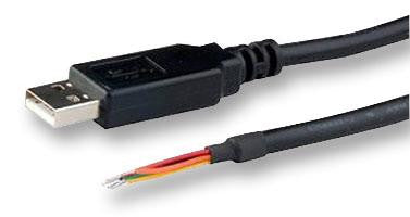 FTDI TTL-232R-3V3-WE Cable, USB to TTL, 3.3V, Wire-End, 1.8m