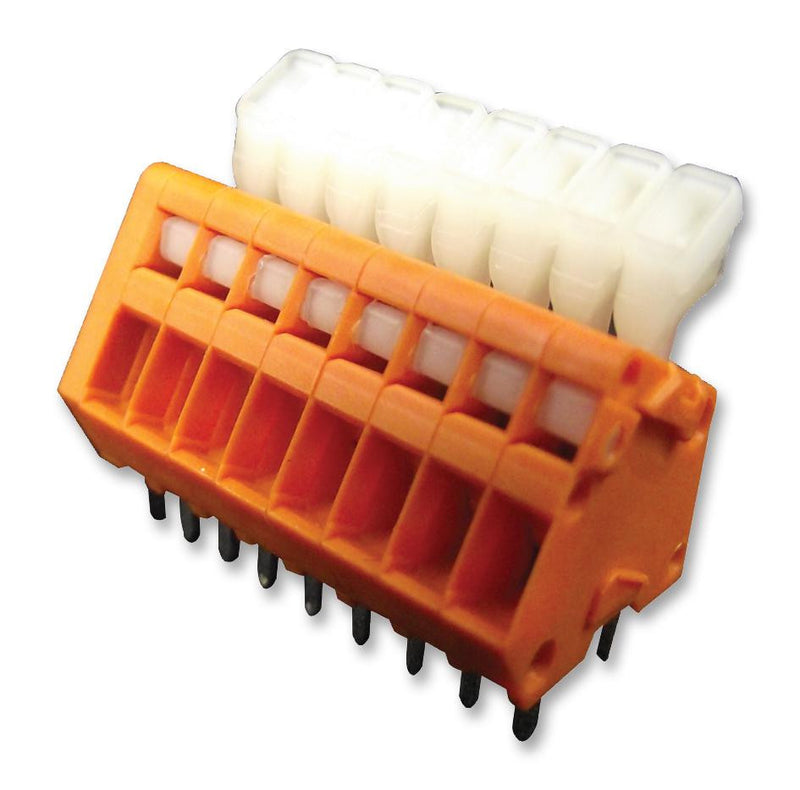 WAGO 233-508 Wire-To-Board Terminal Block, 2.54 mm, 8 Ways, 28 AWG, 20 AWG, 0.5 mm&sup2;, Push In