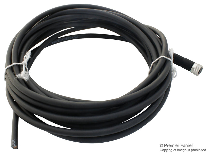 BINDER 79-3382-55-04 Circular Cable Assembly, M8 Socket, Free Ends, 16.4 ft, 5 m, Black