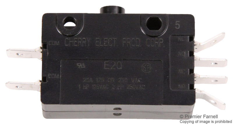 ZF ELECTRONICS E20-00A SWITCH, PIN PLUNGER, DPDT, 20A, 125V