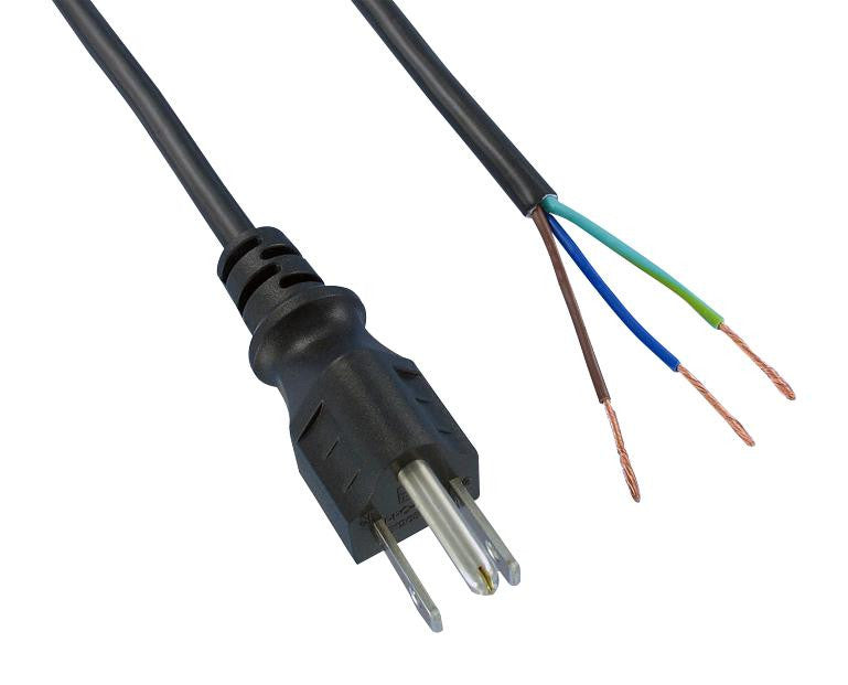QUALTEK ELECTRONICS 311022-01 POWER CORD, NEMA 5-15P/FREE END, 3M, 13A