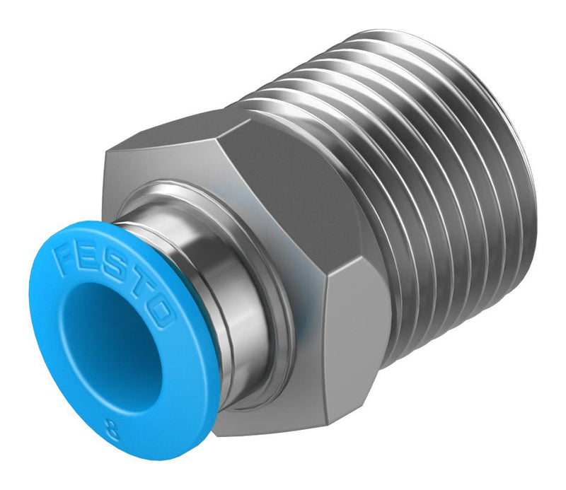 Festo 153006 Pneumatic Fitting Push-In Straight Connector R3/8 14 bar 8 mm Brass QS