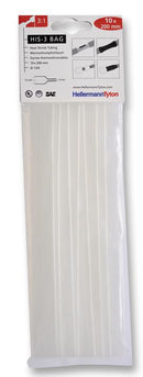 HELLERMANNTYTON HIS-3 12/4 CLR Heat Shrink Tubing, HIS-3, Pk of 10 200mm Pieces, 12 mm, 0.472 ", 3:1, Transparent, 7.87 ", 200 mm