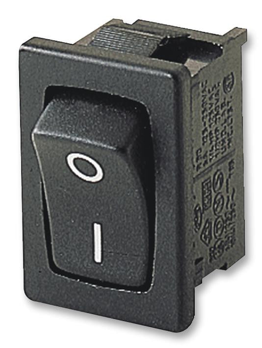 MARQUARDT 1801.1146 Rocker Switch, Non Illuminated, SPST, Off-On, Black, Panel, 10 A