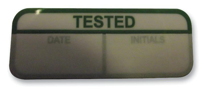 PRO POWER 7827646 Label, Tested, Vinyl, Black on White, Self Adhesive, 15mm x 40mm, Pack of 100