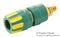 HIRSCHMANN TEST AND MEASUREMENT 930103788 Banana Test Connector, 4mm, Receptacle, 35 A, 60 V, Gold Plated Contacts, Green, Yellow