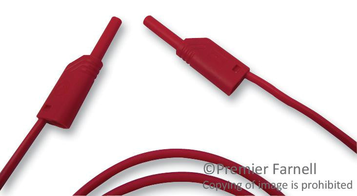 HIRSCHMANN TEST AND MEASUREMENT 975696701 Test Lead, 2mm Banana Plug to 2mm Banana Plug, Red, 1 kV, 10 A, 1 m