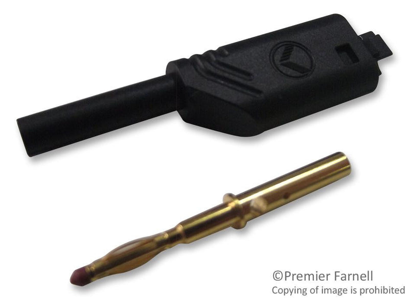 HIRSCHMANN TEST AND MEASUREMENT 975090700 Banana Test Connector, 2mm, Plug, Cable Mount, 10 A, 1 kV, Gold Plated Contacts, Black