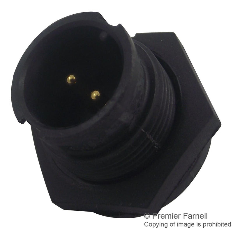 MULTICOMP 2CT3002-W02400 Circular Connector, Panel Mount Plug, 2 Contacts, Solder Pin, Nylon (Polyamide), Glass Filled Body