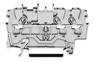 WAGO 2001-1301 3 Way 18A 800V DIN Rail Mount Terminal Block, 20-14AWG, 1.5mm&sup2; - Grey