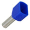 JST (JAPAN SOLDERLESS TERMINALS) TWE2.5-10 Wire Ferrule Terminal, Twin Entry, TWE Series, 14 AWG, 2.5 mm&sup2;, Blue, PP (Polypropylene)