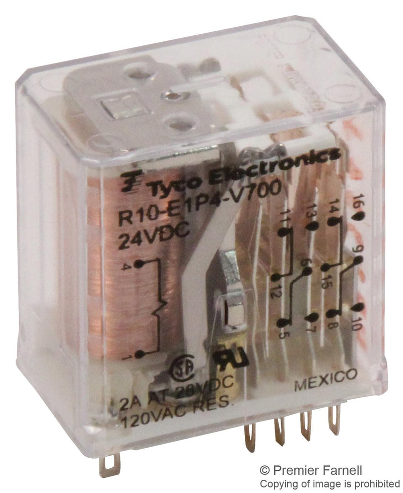 POTTER&BRUMFIELD - TE CONNECTIVITY R10-E1P4-V700 RELAY, 4PDT, 120VAC, 30VDC, 3A