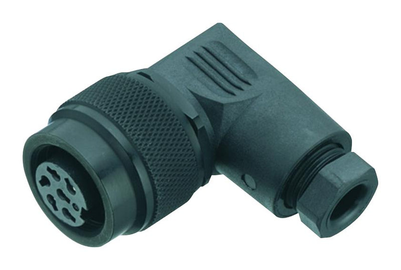 Binder 99-0106-106-03 Circular Connector 723 Series Right Angle Cable Receptacle 3 Contacts Solder Socket Threaded