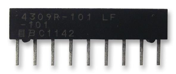BOURNS 4309R-101-102LF Fixed Network Resistor, 1 kohm, 100 V, 8 Elements, Bussed, SIP, 200 mW