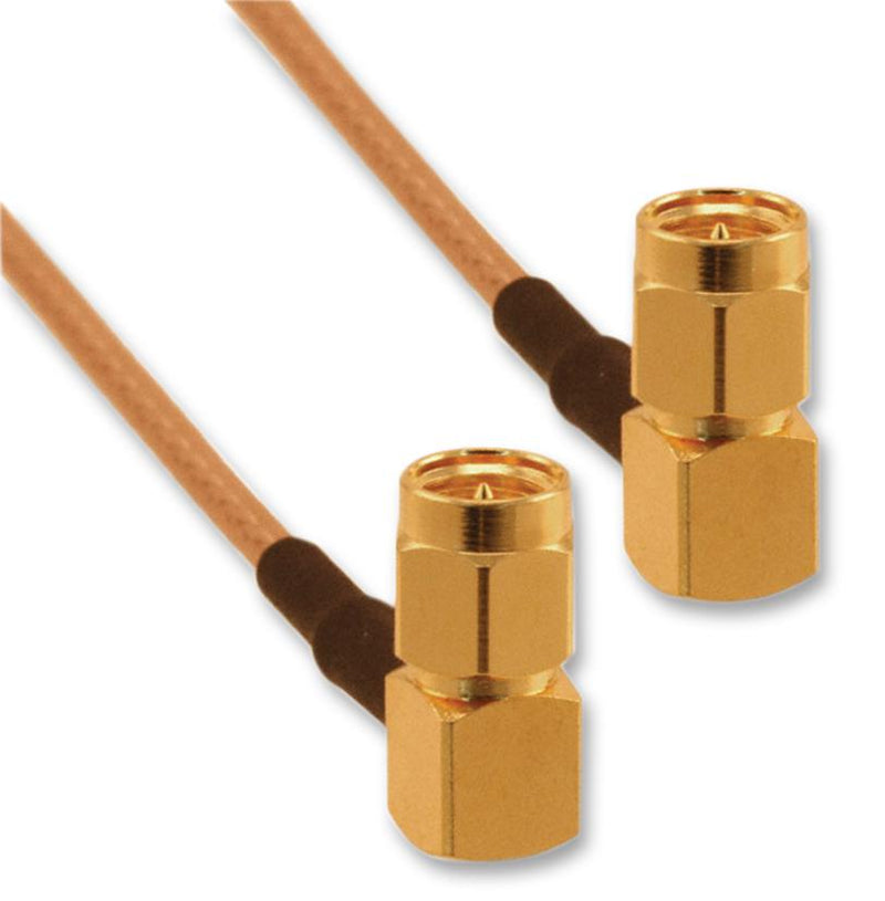 Amphenol RF 135104-01-M1.00 / Coaxial Cable Assembly 90&deg; SMA Plug to RG316 50 ohm 3 ft 1 m Transparent