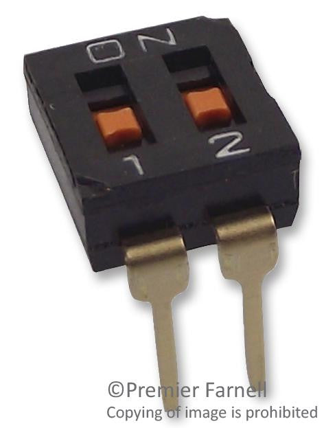 OMRON ELECTRONIC COMPONENTS A6T2101 DIP / SIP Switch, 2 Circuits, SPST, Through Hole, A6T / A6S Series, DIP Unsealed, 24 VDC