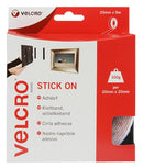 VELCRO VEL-EC60216 White Stick On Hook & Loop Adhesive Tape - 20mm x 5m