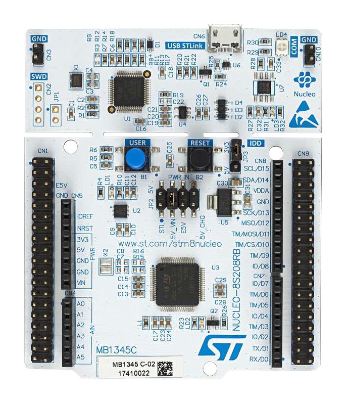 Stmicroelectronics NUCLEO-8S208RB Development Board Nucleo-64 8-Bit STM8S208RB MCU Arduino ST Morpho Compatible