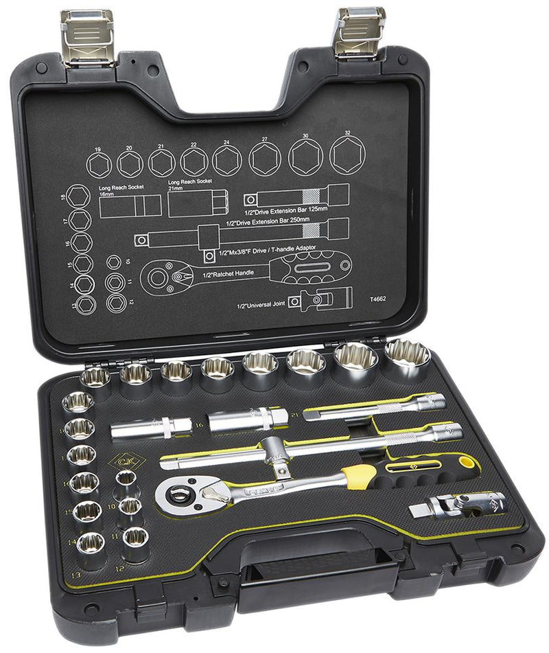 CK Tools T4662 T4662 Sure Drive Socket Set 24Pcs Of 1/2" Sockets