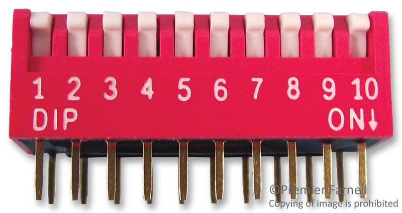 Multicomp MCNDP-10V DIP / SIP Switch 10 Circuits SPST-NO Through Hole 24 V