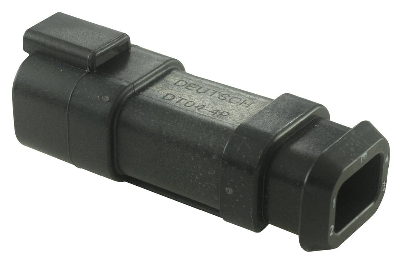 Deutsch - TE Connectivity DT044P-CE09 DT044P-CE09 Automotive Connector Housing Thin Wall Black DT Receptacle 4 Ways Series Pin Contacts